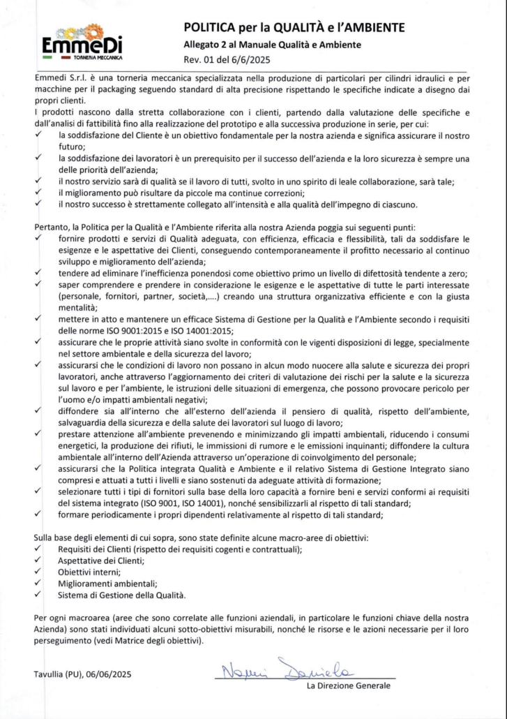 Emmedi Politica Qualità Ambientale